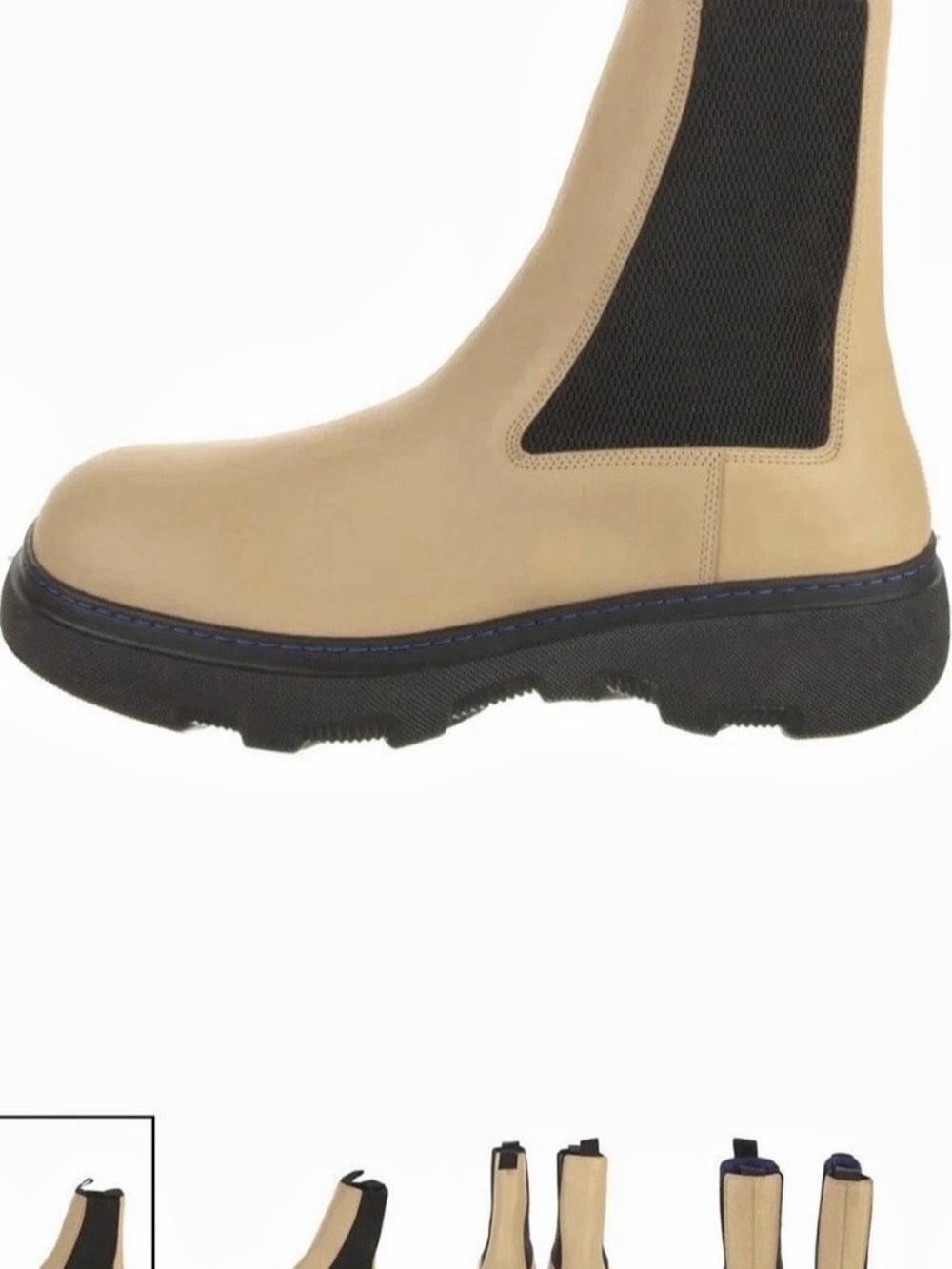 Burberry Leather Chelsea Boot (Rubber Sole Beige & Black US 11)